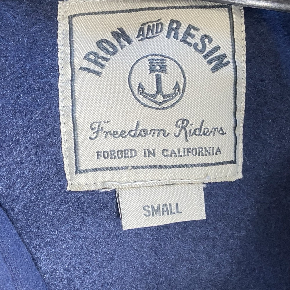 Iron and Resin Freedom Riders Hoodie Men's Small Navy Blue Full Zip Heavyweight - Picture 3 of 6
